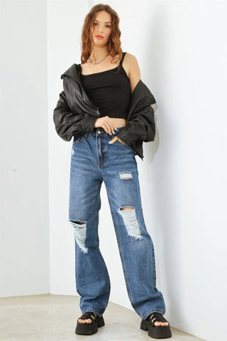 HAMMER COLLECTION Distressed High Waist Jeans Trendsi