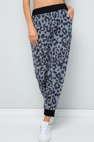 Celeste Full Size Leopard Contrast Sweatpants Trendsi