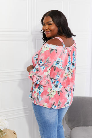 Sew In Love Full Size Fresh Take  Floral Cold-Shoulder Top Trendsi