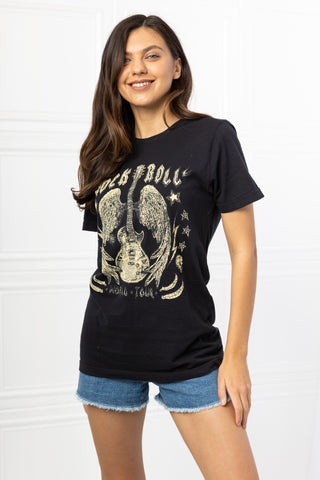 mineB Full Size Rock & Roll Graphic Tee Trendsi