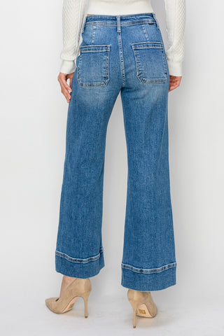 RISEN Full Size High Rise Wide Leg Jeans Trendsi