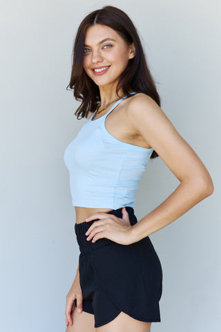 Ninexis Everyday Staple Soft Modal Short Strap Ribbed Tank Top in Blue Trendsi