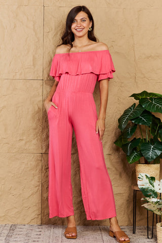 Heimish My Favorite Full Size Off-Shoulder Jumpsuit with Pockets Trendsi