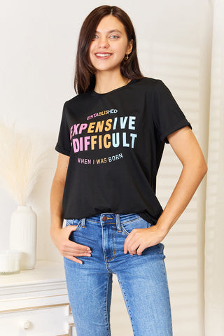 Simply Love Slogan Graphic Cuffed Sleeve T-Shirt Trendsi