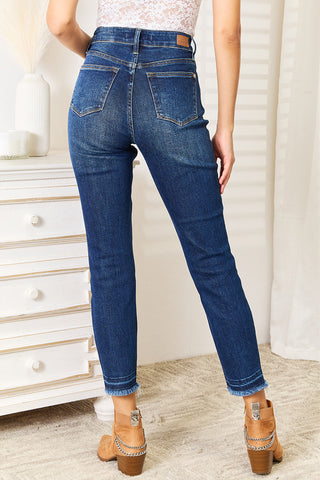 Judy Blue Full Size High Waist Released Hem Slit Jeans Trendsi