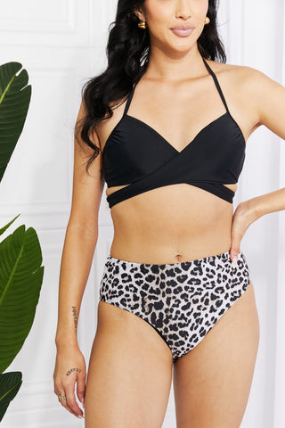 Marina West Swim Summer Splash Halter Bikini Set in Black Trendsi