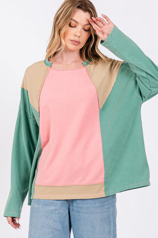 SAGE + FIG Mineral Wash Color Block Top Trendsi