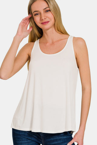 Zenana Round Neck Flowy Hem Tank Trendsi