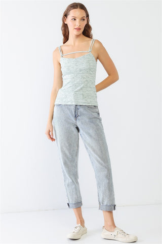 Le Lis Heathered Ribbed Adjustable Strap Cami Trendsi