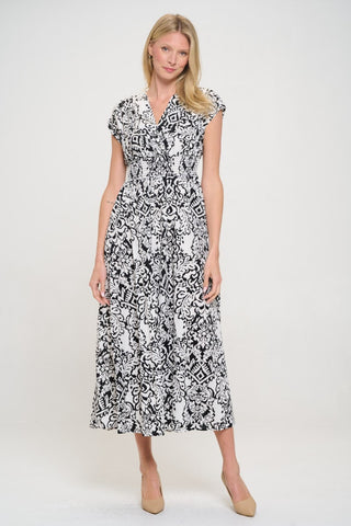 RENEE C Printed Smocked Waist Maxi Dress Trendsi