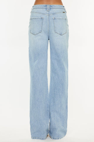 Kancan Distressed High Waist Straight Jeans Trendsi