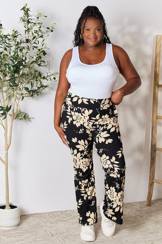 Heimish Full Size High Waist Floral Flare Pants Trendsi