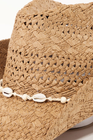 Fame Openwork Shell Weave Straw Hat Trendsi