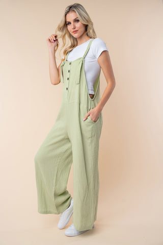 White Birch Texture Sleeveless Wide Leg Jumpsuit Trendsi