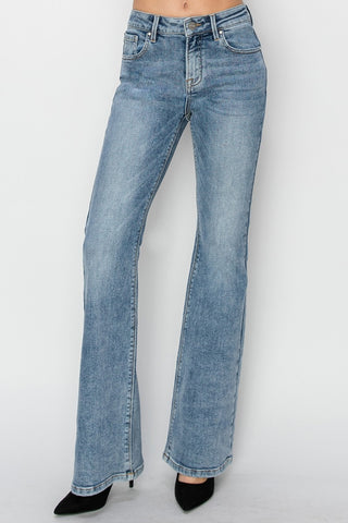 RISEN Full Size Mid Rise Bootcut Jeans Trendsi