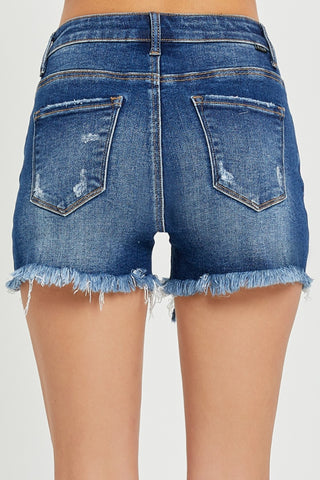 RISEN Full Size High Rise Distressed Denim Shorts Trendsi