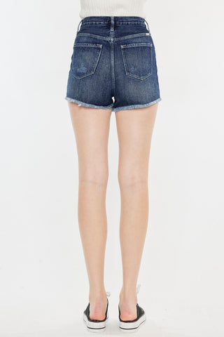 Kancan Raw Hem Button Fly Denim Shorts Trendsi