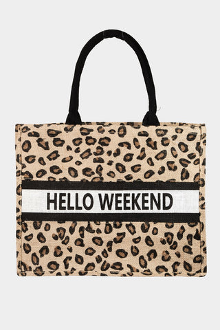 Fame Letter Graphic Leopard Tote Bag Trendsi