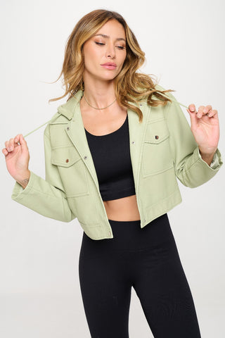 Coalition LA Snap Down Cropped Hooded Jacket Trendsi