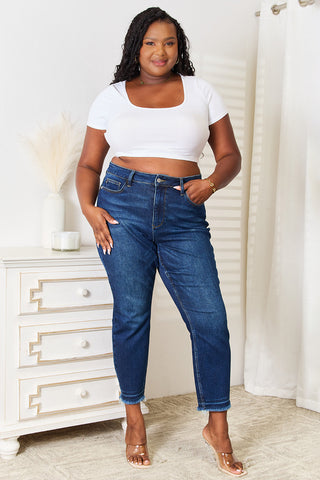 Judy Blue Full Size High Waist Released Hem Slit Jeans Trendsi