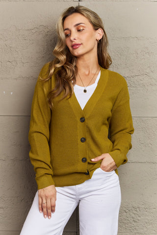 Zenana Kiss Me Tonight Full Size Button Down Cardigan in Chartreuse Trendsi