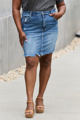 RISEN Amelia Full Size Denim Mini Skirt Trendsi