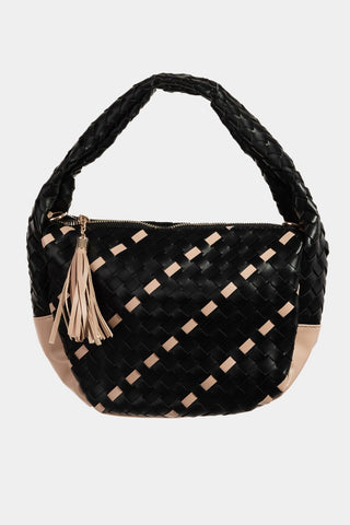 Fame Tassel Detail Weave Semi Circle Bag Trendsi