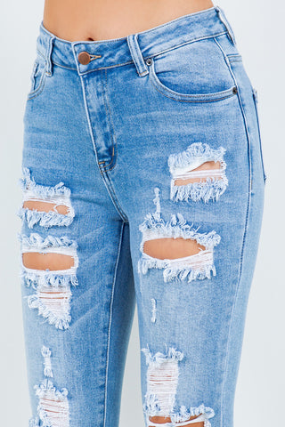 American Bazi High Waist Destroyed Jeans Trendsi