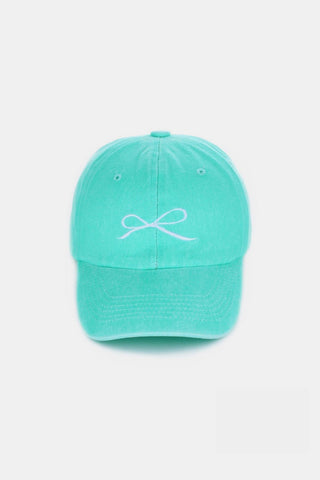 Zenana Bow Embroidered Washed Cotton Caps Trendsi