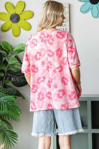 HOPELY Print Waffle Oversized T-Shirt Trendsi