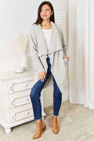 Angel Wings Open Front Duster Cardigan with Pockets Trendsi