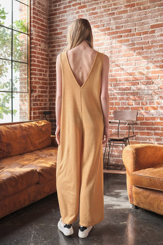 Ces Femme V-Neck Sleeveless Wide Leg Jumpsuit Trendsi