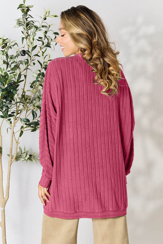 Basic Bae Full Size Ribbed Cocoon Cardigan Trendsi