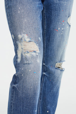 BAYEAS Full Size High Waist Distressed Paint Splatter Pattern Jeans Trendsi