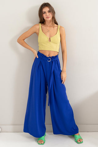 HYFVE Paperbag Waist Wide Leg Pants Trendsi