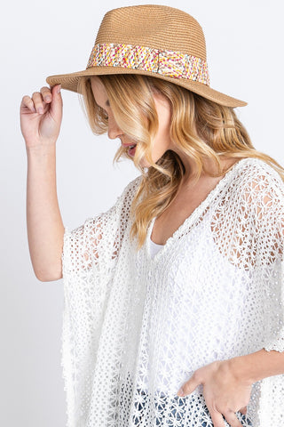 Fame Contrast Detail Wide Brim Straw Hat Trendsi