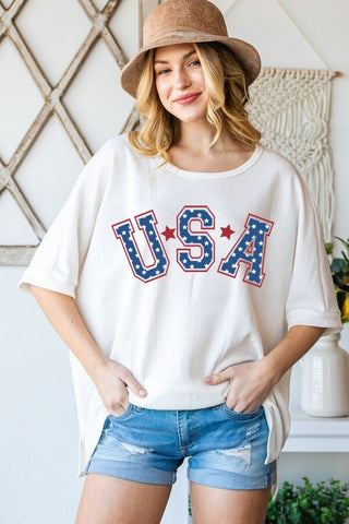 HOPELY USA Graphic Round Neck T-Shirt Trendsi