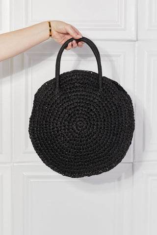 Justin Taylor Beach Date Straw Rattan Handbag in Black Trendsi