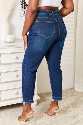 Judy Blue Full Size High Waist Released Hem Slit Jeans Trendsi