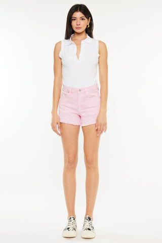 Kancan Raw Hem High Waist Denim Shorts Trendsi