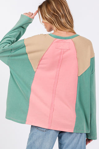 SAGE + FIG Mineral Wash Color Block Top Trendsi