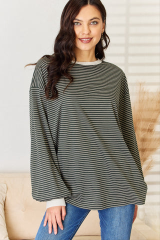 And The Why Oversized Striped Contrast T-Shirt Trendsi