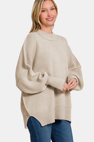 Zenana Side Sit Oversize Sweater Trendsi