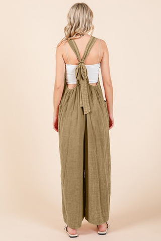 Culture Code Full Size Pocketed Sleeveless Wide Leg Overalls Trendsi