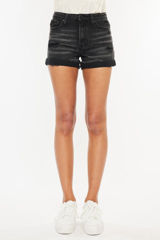 Kancan High Waist Distressed Denim Shorts Trendsi