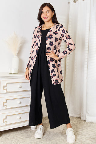 Double Take Printed Button Front Longline Cardigan Trendsi