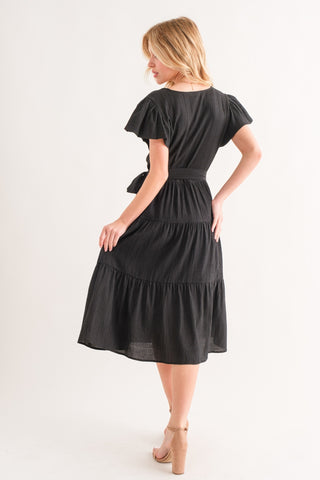 And The Why Textured Tiered Midi Dress Trendsi