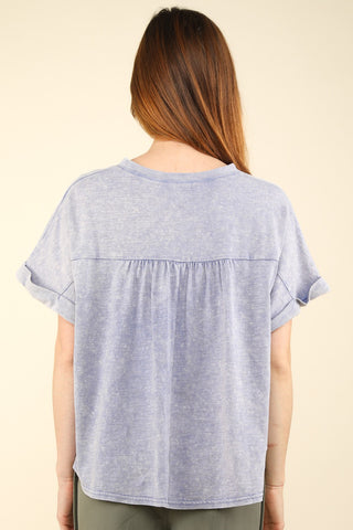 VERY J Nochted Short Sleeve Washed T-Shirt Trendsi