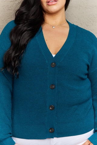 Zenana Kiss Me Tonight Full Size Button Down Cardigan in Teal Trendsi