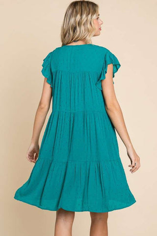 Culture Code Ruffle Cap Sleeve Tiered Dress Trendsi